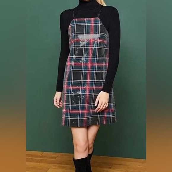 Copper Key Black/Red Plaid Print Sequin Shift Dress NWT Sz.S - Picture 1 of 10